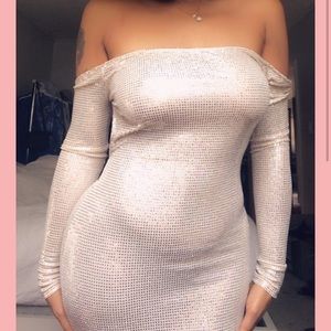 Sparkling Off The Shoulder Backless Dress